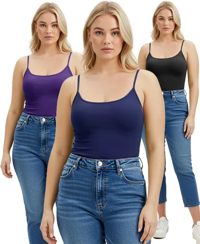 Vista 44 de Emmalise Camisola larga casual básica para mujer, con tirantes ajustables, top en capas