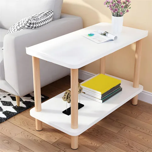 Vista 9 de Mesa auxiliar contemporánea de estilo redondo simple, mesa auxiliar de madera maciza, mesa auxiliar para espacios pequeños, mesitas de noche