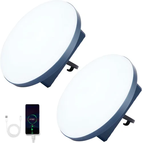 Vista 7 de Paquete de 2 luces de campamento de 12000 mAh, luz de tienda de campaña de 42 W, linterna portátil, linterna LED para campamento, luces de toldo al