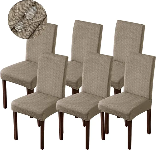 Vista 11 de Genina Fundas impermeables para sillas de comedor, fundas para sillas Parsons de cocina, fundas para sillas Parsons (beige, 2 piezas)