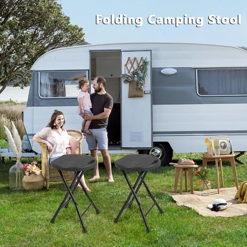 Vista 2 de COOZMENT Taburete plegable con asa, taburete de campamento portátil resistente de 550 libras, taburete plegable con pies antideslizantes