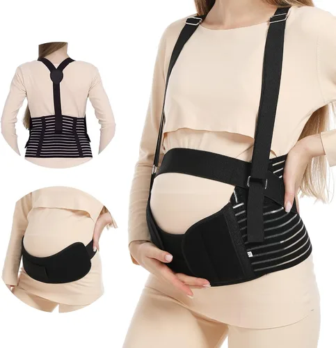Vista 9 de Bandas para el vientre para mujeres embarazadas – Cinturón de maternidad Soporte de embarazo – Carpeta abdominal transpirable, soporte de espalda