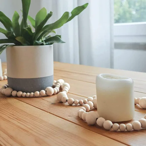 Vista 6 de 600 cuentas de madera natural de 0.472 in, cuentas de madera redondas sin terminar para manualidades, guirnaldas, decoración de vacaciones, joyería