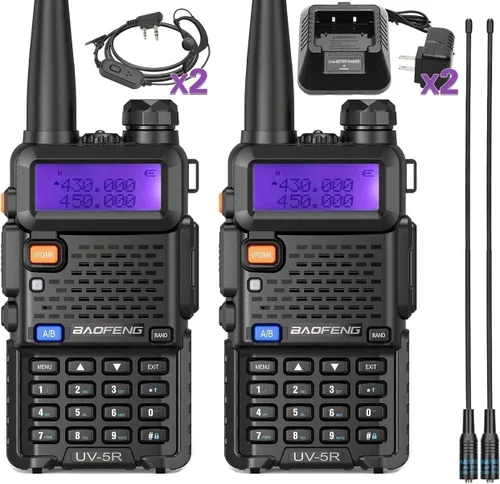 Vista 8 de Baofeng UV-5R Radio de Radio Ham Portátil UV5R de Largo Alcance de Banda Dual Recargable de Alta Potencia Radio Bidireccional Walkie Talkies