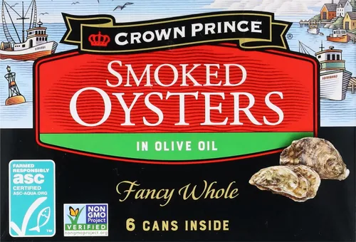 Vista 5 de Crown Prince Ostras ahumadas en aceite de oliva, latas de 3.75 onzas (paquete de 6)