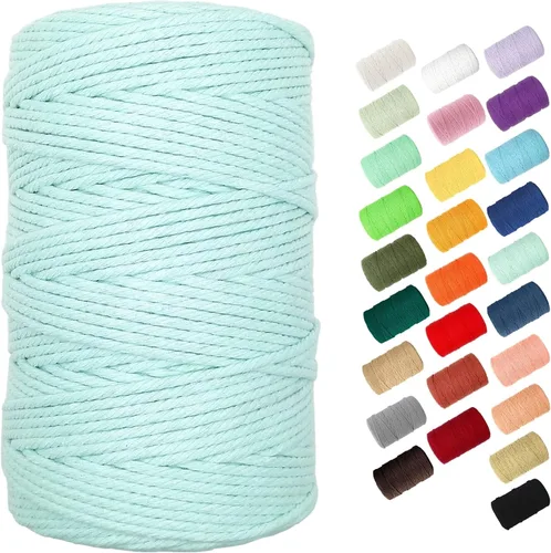 Vista 13 de Cuerda de macramé de 0.118 in para 220 yardas, cuerda de algodón de 68.8 pies, cuerda de macramé de color 100% natural para kit de macramé, ganchos