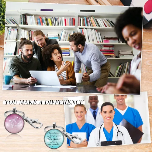 Vista 5 de 12 piezas de regalos inspiradores para compañeros de trabajo de Acción de Gracias, divertidos amigos, colegas, llaveros de agradecimiento, regalos