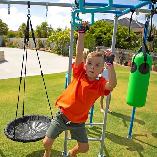 Vista 6 de Luwint Guantes de Entrenamiento para Niños, Guantes de Ejercicio con Ventilación y Agarre para Niños y Niñas para Levantamiento de Pesas y Gimnasio