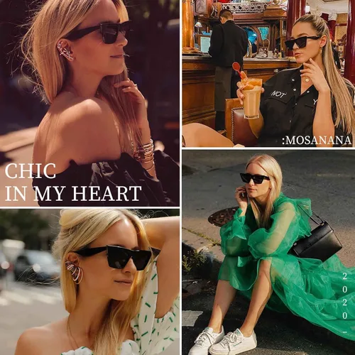 Vista 2 de mosanana Gafas de sol cuadradas con diseño de ojo de gato para mujer, modelo de estilo moderno-SHINE