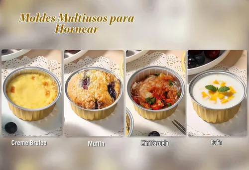 Vista 6 de Mini moldes para pasteles de 5 onzas con tapas, paquete de 60 moldes individuales para magdalenas Taza de aluminio dorada para hornear, moldes