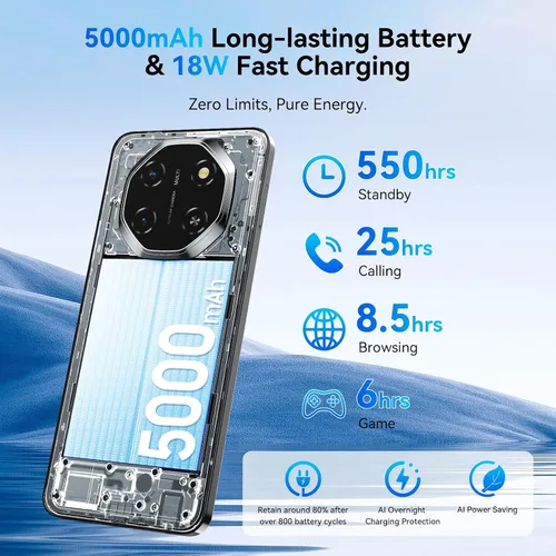 Vista 7 de Blackview Shark 6 Teléfonos Android Desbloqueados 5G (2025), Teléfono Celular Android 15 Desbloqueado, Pantalla de 6.88" 120Hz, 12GB+128GB/2TB