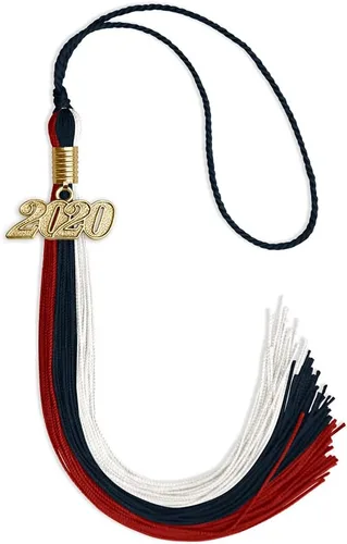 Vista 60 de Endea - Borla de graduación de triple color con gota de fecha dorada (negro/dorado/granate, 2020)