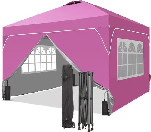 Vista 23 de GDY Tienda de campaña desplegable para exteriores de 8 x 8 pies con una configuración de empuje, kiosco de fácil instalación con 4 paredes laterales