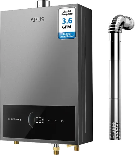 Vista 8 de APUS Calentador de agua sin tanque de gas natural, hasta 3.6 GPM, calentador de agua sin tanque para interiores, 80,000 BTU bajo demanda