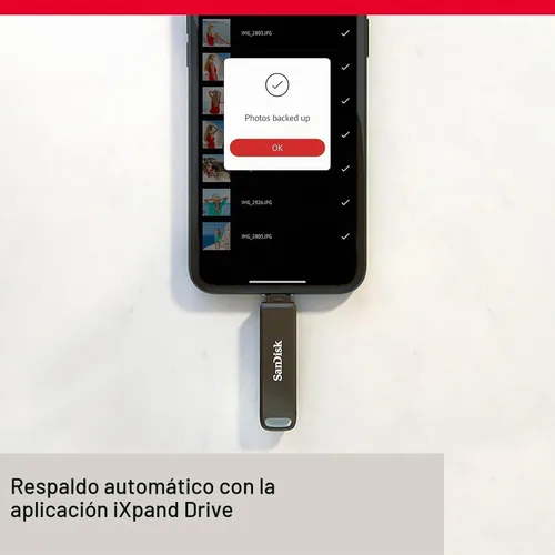 Vista 5 de SanDisk Unidad flash iXpand Luxe de 64 GB con conectores Lightning y USB-C. Funciona con iPhone 14 y más antiguos - SDIX70N-064G-GN6NN