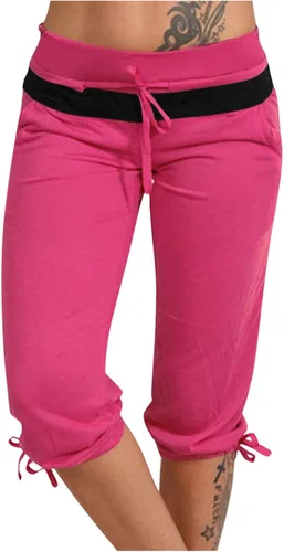 Vista 65 de Pantalones capri para mujer, estilo casual, de verano, elásticos, de cintura alta, pantalones de yoga, ajuste atlético, pantalones deportivos