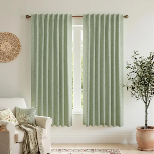 Vista 25 de KOUFALL - Cortinas de medio estilo francés de lino para ventana, juego de 2 cortinas cortas de 40 pulgadas de longitud, para privacidad, cortinas