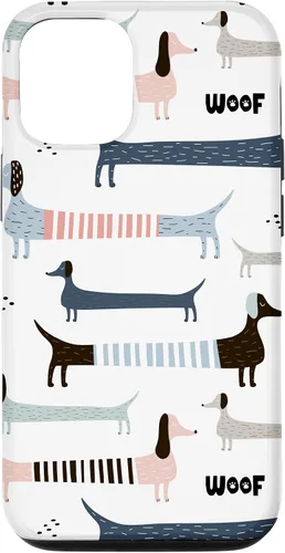 Vista 28 de Dachshund Weenie Weiner Dog - Carcasa para iPhone 17, diseño azul, rosa y blanco