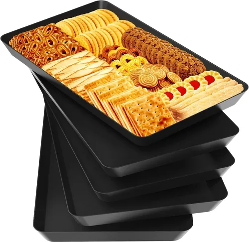 Vista 9 de WOWBOX 4 bandejas de servir para entretenimiento, platos para servir aperitivos, frutas, galletas, postres, bandejas de plástico reutilizables