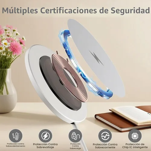 Vista 3 de Cargador inalámbrico magnético para iPhone 17/16/15,15W 6ft Apple MagSafe Charger