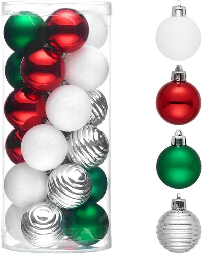 Vista 15 de Valery Madelyn Small Christmas Tree Decorations Ball Ornaments 24ct 1.57" Oro rojo