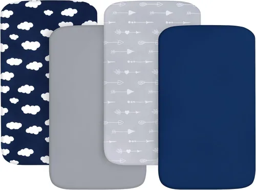 Vista 29 de Juego de 4 sábanas de moisés para bebé, compatibles con 4moms Mamaroo, Regalo y Chicco Close to You Baby Bassinet, ultra suaves y agradables al