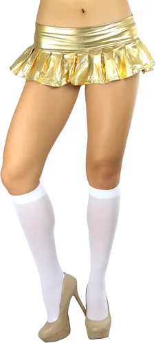 Vista 6 de ToBeInStyle Falda plisada metálica coqueta para mujer Ultra Micro-Mini Rave