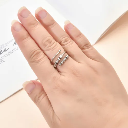 Vista 7 de Anillos de código morse para mujer, anillo giratorio de acero inoxidable, anillos para ansiedad, anillo de código morse, regalos inspiradores