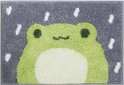 Vista 5 de Ankah Alfombra de ducha bonita, lujosa, absorbente y antideslizante, lavable a máquina para bañera, ducha y baño, 19.68 x 31.49 pulgadas, rana