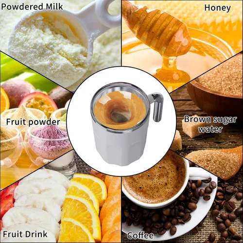 Vista 4 de Taza autoagitadora automática – Taza mezcladora controlada por temperatura – No necesita batería ni electricidad, para bebidas de café y polvo