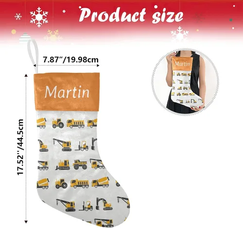 Vista 6 de Camión volquete personalizado Bulldozer divertidas medias de Navidad personalizar con nombre para la familia niños mascotas decoraciones regalo