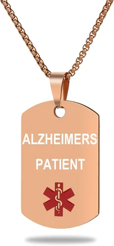 Vista 37 de Collar de alerta médica, etiqueta grabada con láser, grabado personalizado, etiqueta de identificación de acero inoxidable, colgante para hombres