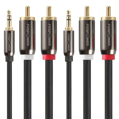 Vista 9 de FosPower Cable de 3.5mm a RCA (183 cm), Cable de audio RCA chapado en oro de 24K macho a macho, cable auxiliar estéreo [izquierdo/derecho] adaptador