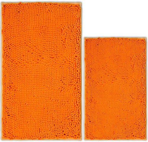 Vista 23 de Juego de 2 tapetes de baño de chenilla, superabsorbentes, con fuerte respaldo antideslizante de PVC, tapetes de baño para baño, peludos
