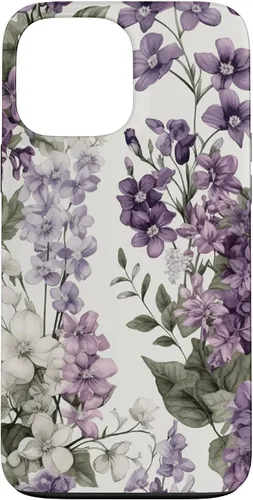 Vista 24 de White Violet Purple Lavender Lilac Floral Funda de flores botánicas para iPhone 17