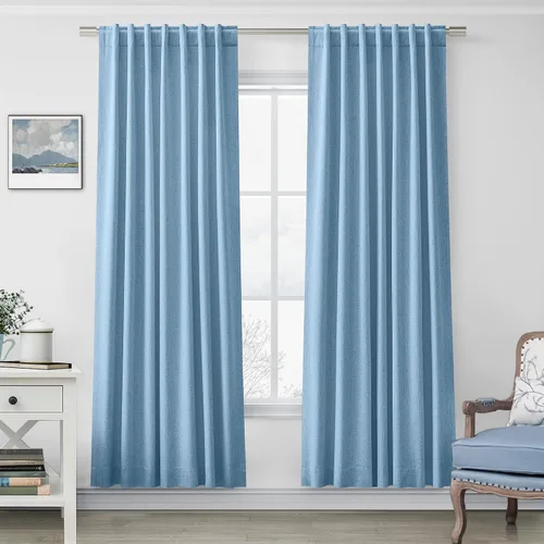 Vista 64 de UHITECH Cortinas cortas de lino de 24 pulgadas de largo para ventanas pequeñas de granja, cortinas opacas modernas para sala de estar, pestañas