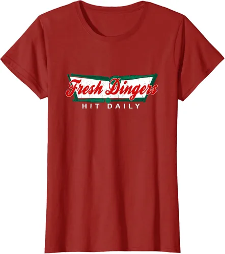 Vista 50 de Camiseta divertida de béisbol y softbol Don't Bunt Hit Fresh Dingers, Negro