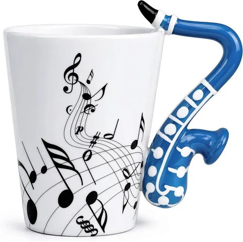 Vista 17 de Taza de guitarra acústica de 13.5 onzas, taza de té y café para guitarristas Mango de guitarra acústica 3D, diseño de personal de música, uso