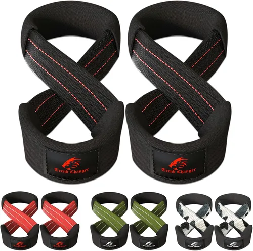 Vista 8 de Figura 8 Correa de elevación acolchada correas de levantamiento de peso muerto resistentes Correas de levantamiento de pesas Strongman Axle Bar