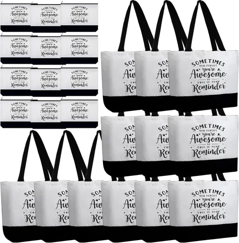 Vista 8 de Silkfly 32 piezas inspiradoras bolsa de lona con cremallera reutilizable motivacional bolsa de maquillaje conjunto para mujeres, amigas compañeras