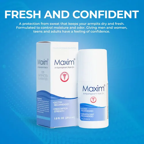 Vista 2 de Antitranspirante y desodorante en bola Maxim Prescription Strenght, recomendado por doctores y dermatólogos