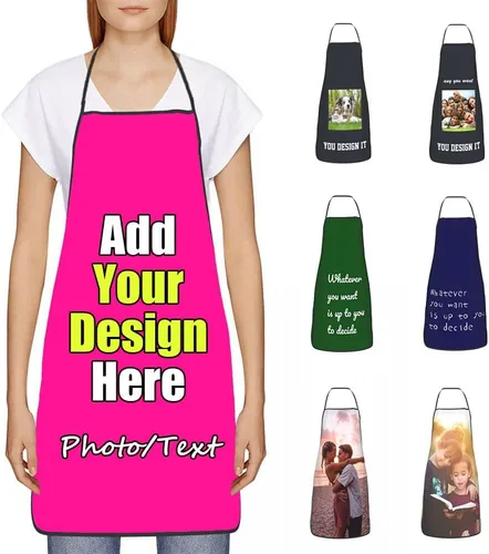 Vista 42 de Delantal Personalizado, Diseña Tu Propio Delantal de Cocina para Cocinar, Sube Tus Fotos Favoritas Logo, Añade Cualquier Nombre o Texto