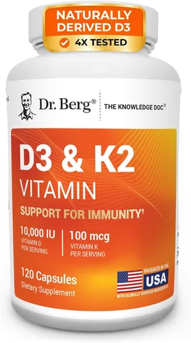 Vista 10 de Dr. Berg Fuerza Máxima 2-en-1 Vitamina D3 K2 5000 IU D3 Derivado Naturalmente 4 Veces Probado y Verificado en Laboratorio Fórmula de Alta