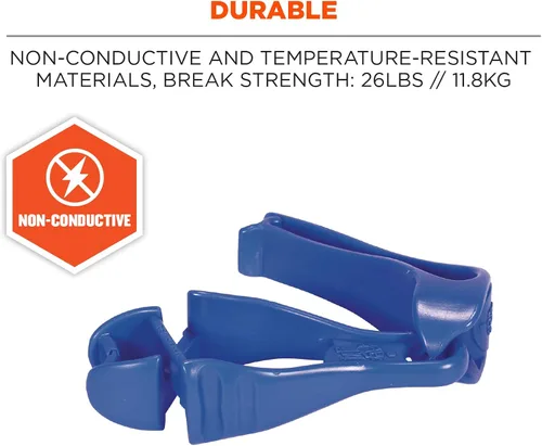 Vista 5 de Ergodyne Squids 3405 - Pinza para guantes con clip para cinturón, paquete de 6, color azul