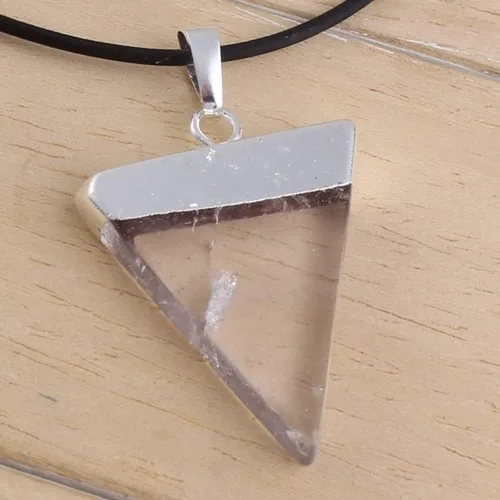 Vista 3 de Colgante de plata con amatista natural, cristal rosa, ágata ojo de tigre, triángulo, sahpe, sin cadena, para mujeres y hombres, joyería VE1YS