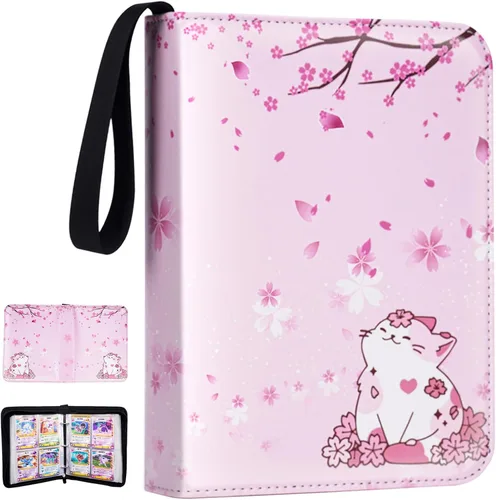 Vista 10 de CLOKORIA Carpeta de Tarjetas para Niñas, Estuche Porta Tarjetas Coleccionables de 440 Tarjetas con 55 Fundas, 4 Bolsillos para Colección de Tarjetas