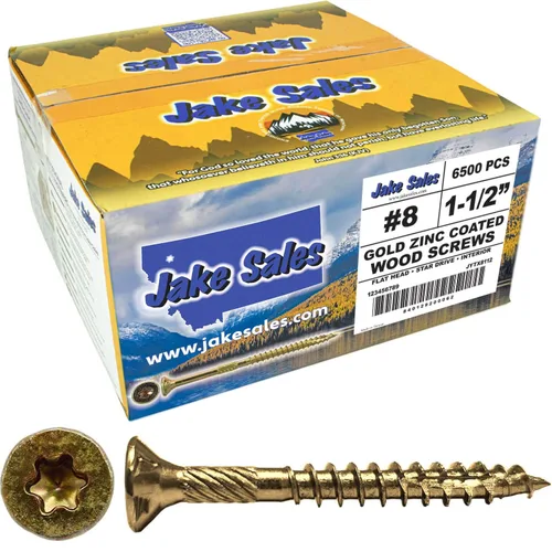 Vista 257 de 8 x 1 revestimiento exterior recubierto de bronce, tornillo de madera multiusos compatible con ACQ, cabeza plana Torx/Star Drive de 1 libra, 288