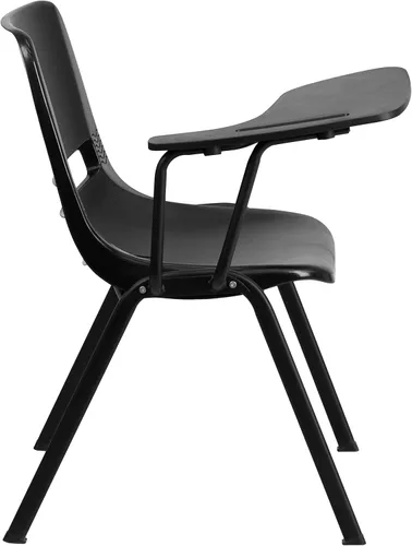 Vista 6 de EMMA + OLIVER Silla ergonómica negra con tableta abatible para zurdos - Escritorio con brazo para tableta Flip-Up Tablet Arm, Shell Seat