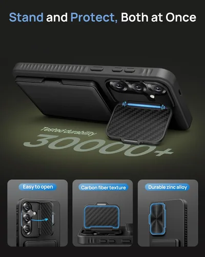Vista 5 de Funda Cartera para Samsung Galaxy S25+ Plus, con Soporte Integrado y Portarjetas y Cubierta de Cámara, Funda Cartera Multifuncional con Atril