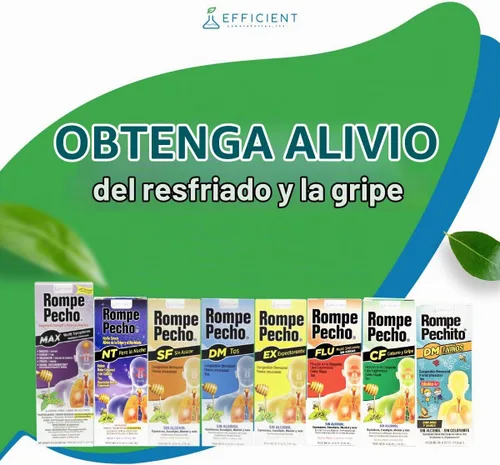 Vista 10 de Rompe Pecho, Jarabe para la gripe y la tos, Sin Azúcar, 6 Oz, Botella. Ámbar